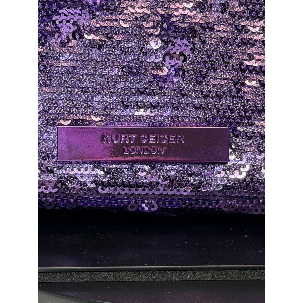 Kurt Geiger London Mini Kensington Purple Sequin Eagle Head Crossbody Bag - Picture 6 of 10